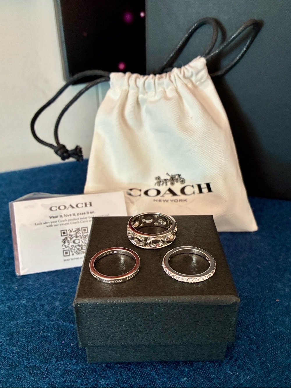 Coach Silver Ring Stackable Set - Picture 4 of 5